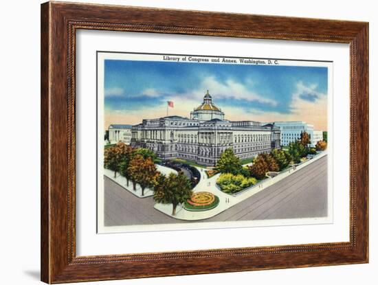 Washington, DC, Exterior View of the Library of Congress and Annex-Lantern Press-Framed Art Print