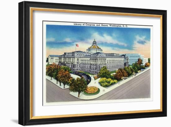 Washington, DC, Exterior View of the Library of Congress and Annex-Lantern Press-Framed Art Print