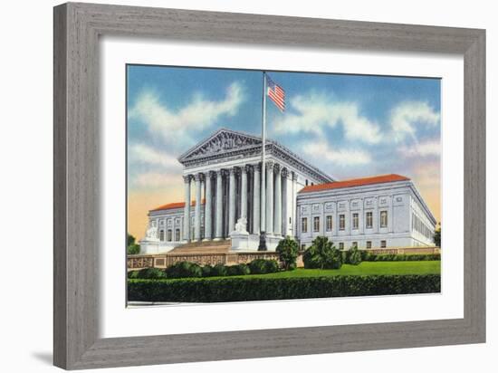 Washington, DC, Exterior View of the US Supreme Court Building-Lantern Press-Framed Art Print