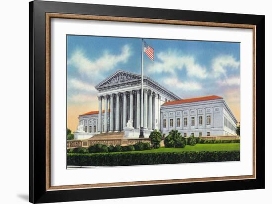 Washington, DC, Exterior View of the US Supreme Court Building-Lantern Press-Framed Art Print