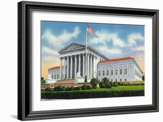 Washington, DC, Exterior View of the US Supreme Court Building-Lantern Press-Framed Art Print