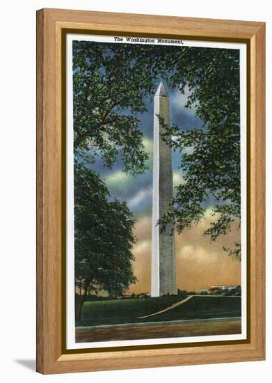 Washington DC, Exterior View of the Washington Monument-Lantern Press-Framed Stretched Canvas