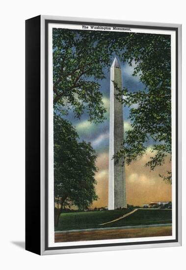 Washington DC, Exterior View of the Washington Monument-Lantern Press-Framed Stretched Canvas