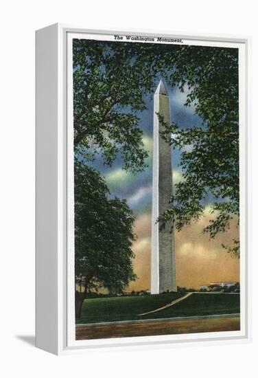 Washington DC, Exterior View of the Washington Monument-Lantern Press-Framed Stretched Canvas