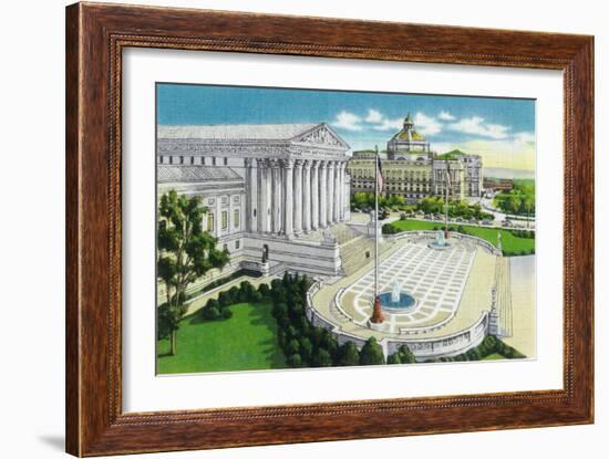 Washington DC, Exterior Views of the US Supreme Court House and Library of Congress-Lantern Press-Framed Art Print