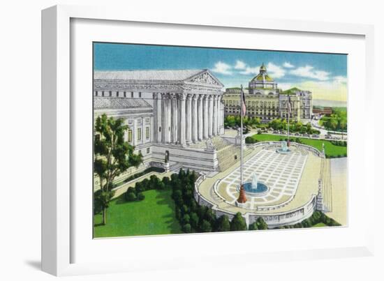 Washington DC, Exterior Views of the US Supreme Court House and Library of Congress-Lantern Press-Framed Art Print