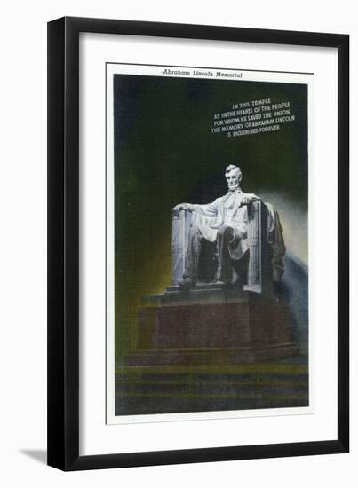 Washington, DC, Interior View of the Lincoln Memorial, Statue of Lincoln-Lantern Press-Framed Art Print