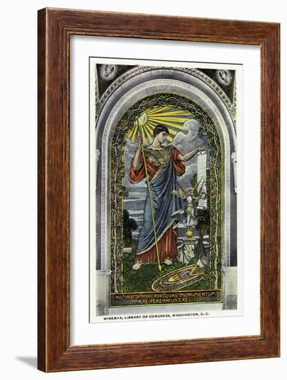 Washington DC, Interior Views of the Library of Congress, Minerva of Peace Mosaic-Lantern Press-Framed Art Print