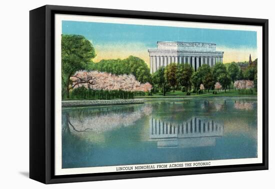 Washington, DC, Lincoln Memorial View from across the Potomac-Lantern Press-Framed Stretched Canvas