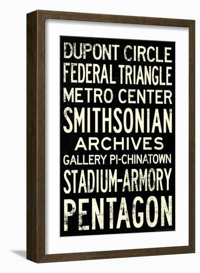 Washington DC Metro Stations Vintage Retro Metro Travel-null-Framed Art Print