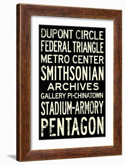 Washington DC Metro Stations Vintage Retro Metro Travel-null-Framed Art Print