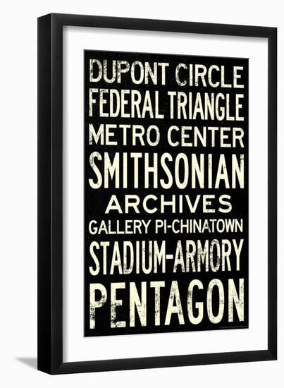 Washington DC Metro Stations Vintage Retro Metro Travel-null-Framed Art Print