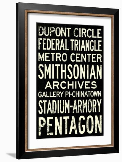 Washington DC Metro Stations Vintage Retro Metro Travel-null-Framed Art Print