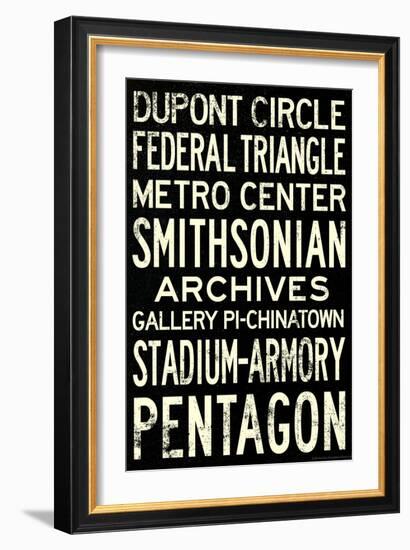 Washington DC Metro Stations Vintage Retro Metro Travel--Framed Art Print