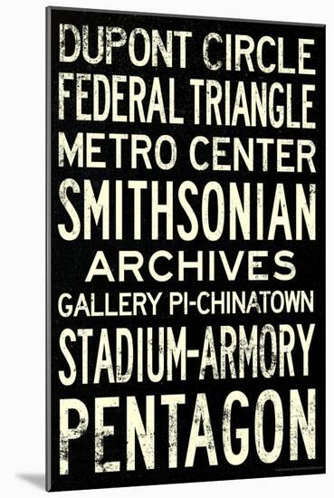 Washington DC Metro Stations Vintage Retro Metro Travel-null-Mounted Premium Giclee Print