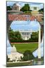 Washington DC - Montage-Lantern Press-Mounted Art Print