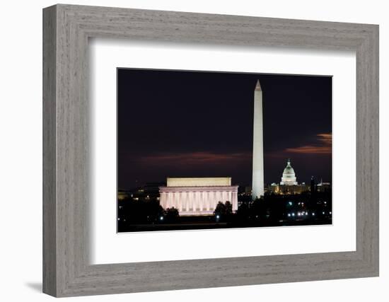 Washington DC National Mall at Sunrise, including Lincoln Memorial, Monument and United States Capi-Orhan-Framed Photographic Print