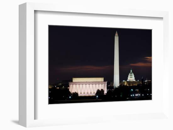 Washington DC National Mall at Sunrise, including Lincoln Memorial, Monument and United States Capi-Orhan-Framed Photographic Print