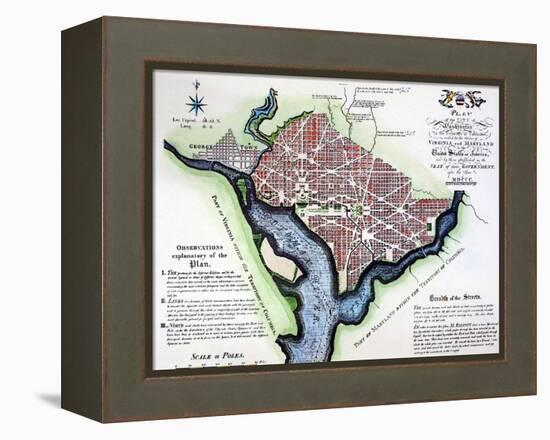 Washington, Dc, Plan, 1792-Andrew Ellicott-Framed Premier Image Canvas