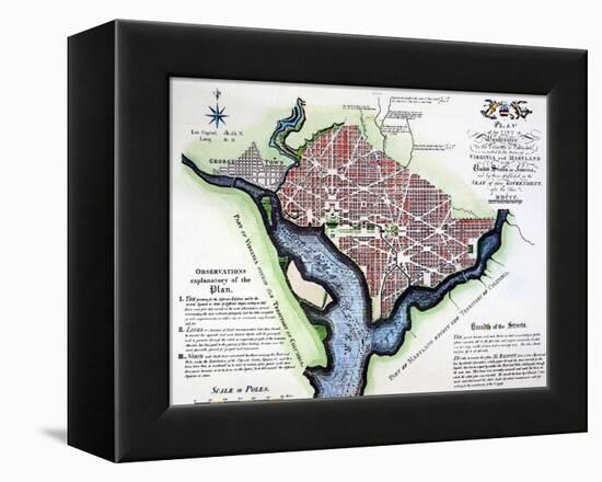 Washington, Dc, Plan, 1792-Andrew Ellicott-Framed Premier Image Canvas