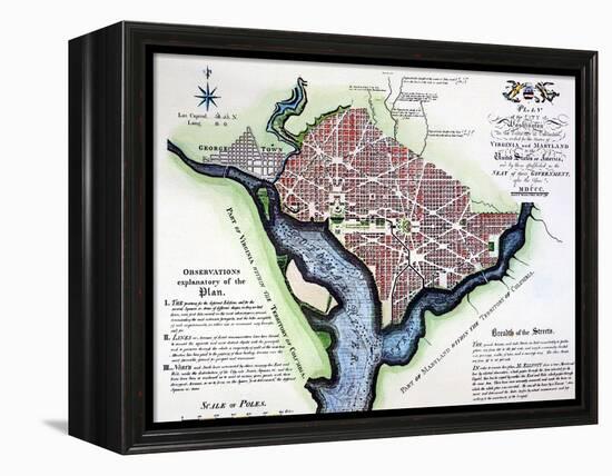 Washington, Dc, Plan, 1792-Andrew Ellicott-Framed Premier Image Canvas