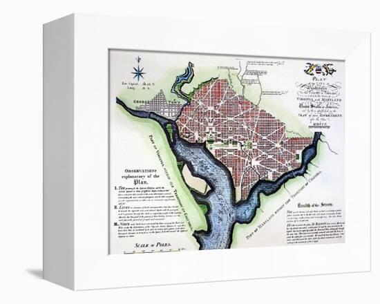 Washington, Dc, Plan, 1792-Andrew Ellicott-Framed Premier Image Canvas