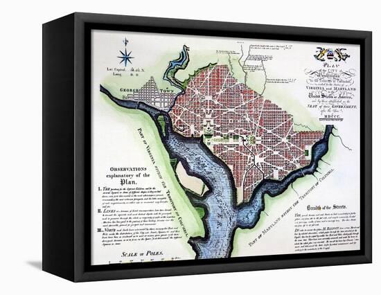 Washington, Dc, Plan, 1792-Andrew Ellicott-Framed Premier Image Canvas