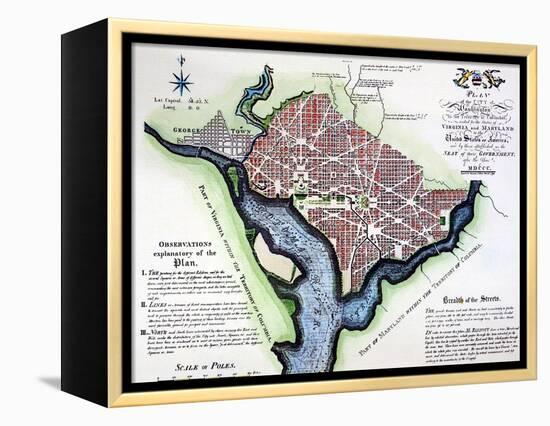 Washington, Dc, Plan, 1792-Andrew Ellicott-Framed Premier Image Canvas