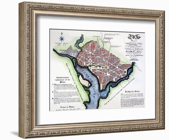 Washington, Dc, Plan, 1792-Andrew Ellicott-Framed Giclee Print