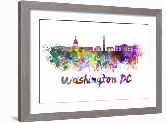 Washington Dc Skyline in Watercolor-paulrommer-Framed Art Print