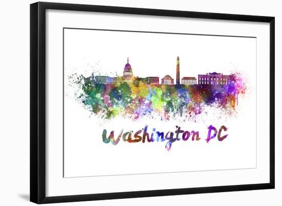 Washington Dc Skyline in Watercolor-paulrommer-Framed Art Print