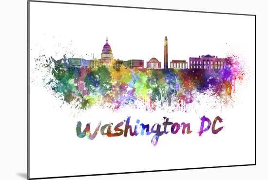 Washington Dc Skyline in Watercolor-paulrommer-Mounted Art Print