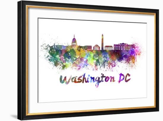 Washington Dc Skyline in Watercolor-paulrommer-Framed Art Print