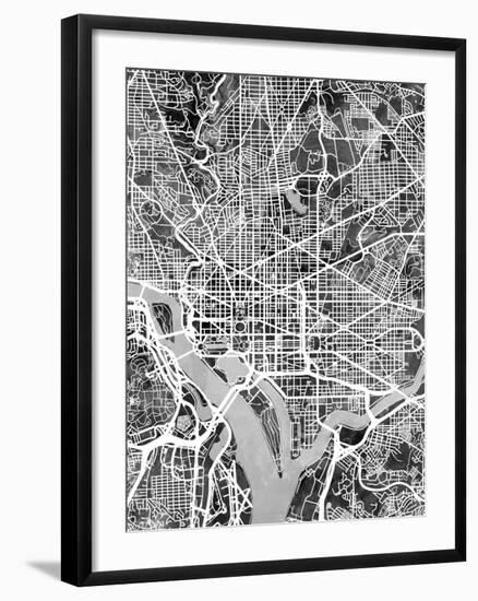 Washington DC Street Map-Michael Tompsett-Framed Art Print