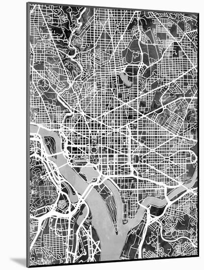Washington DC Street Map-Michael Tompsett-Mounted Art Print