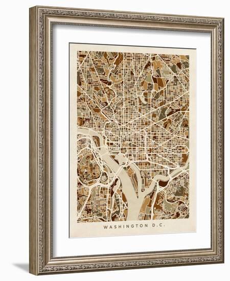 Washington DC Street Map-Michael Tompsett-Framed Art Print