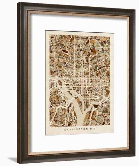 Washington DC Street Map-Michael Tompsett-Framed Art Print