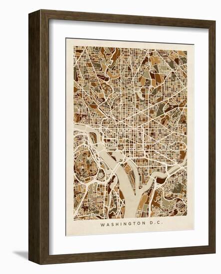 Washington DC Street Map-Michael Tompsett-Framed Art Print