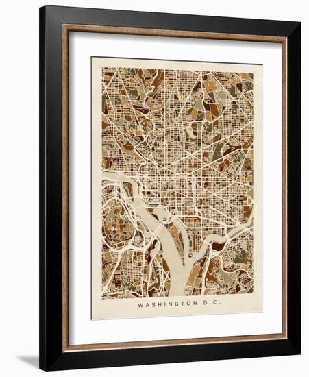 Washington DC Street Map-Michael Tompsett-Framed Art Print