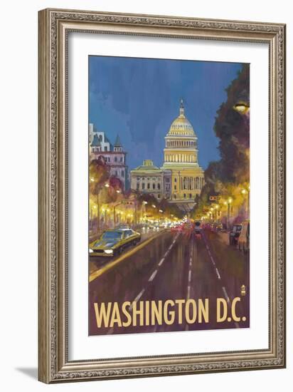 Washington DC, The Capitol Building-Lantern Press-Framed Art Print