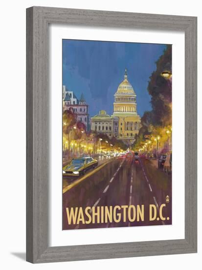 Washington DC, The Capitol Building-Lantern Press-Framed Art Print