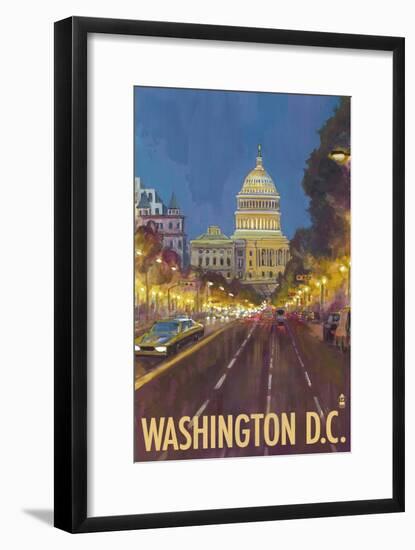 Washington DC, The Capitol Building-Lantern Press-Framed Art Print