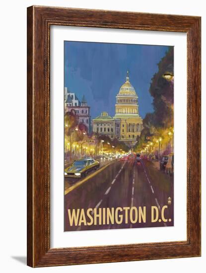 Washington DC, The Capitol Building-Lantern Press-Framed Art Print