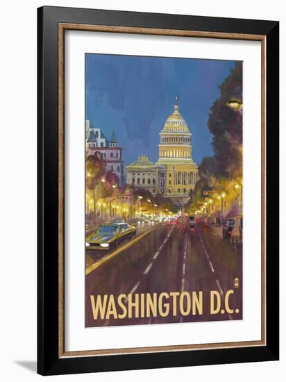 Washington DC, The Capitol Building-Lantern Press-Framed Art Print