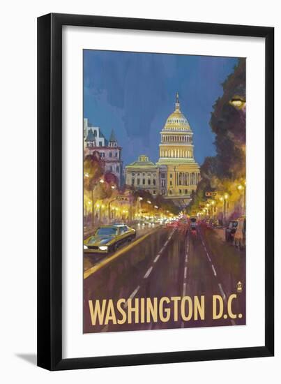 Washington DC, The Capitol Building-Lantern Press-Framed Art Print