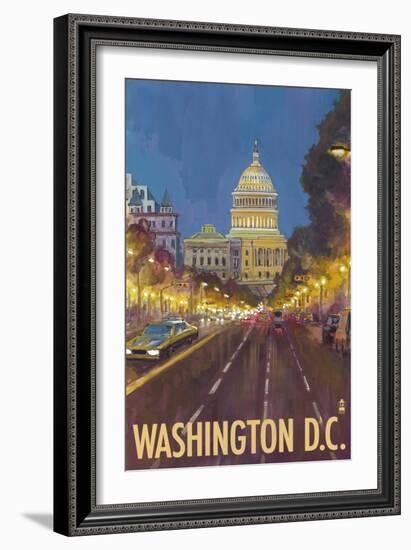 Washington DC, The Capitol Building-Lantern Press-Framed Art Print