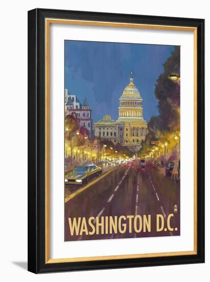 Washington DC, The Capitol Building-Lantern Press-Framed Art Print