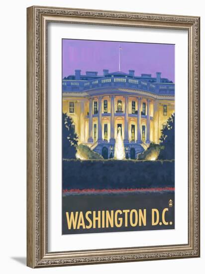 Washington DC, The White House-Lantern Press-Framed Art Print