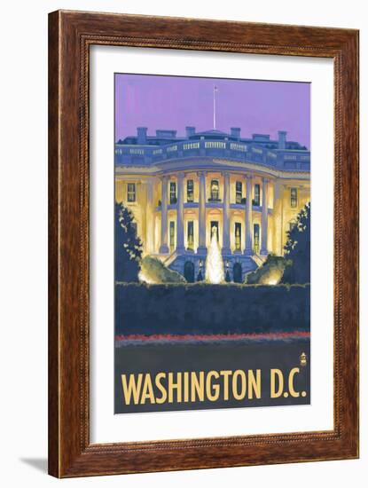 Washington DC, The White House-Lantern Press-Framed Art Print