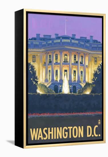 Washington DC, The White House-Lantern Press-Framed Stretched Canvas